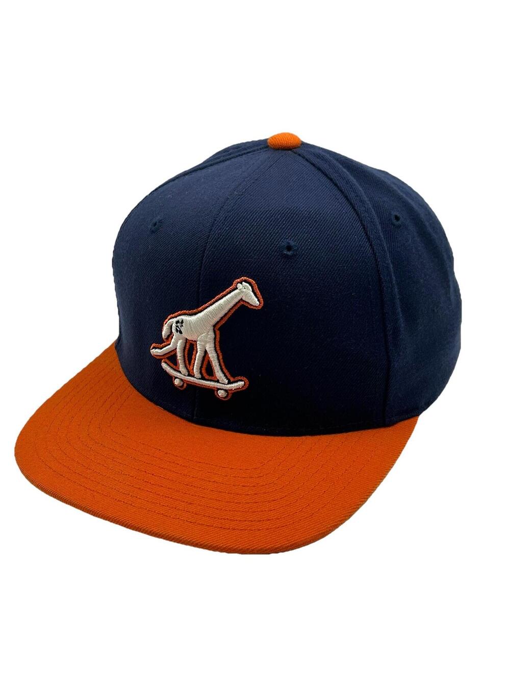 LRG True Heads Giraffe Skateboard Snapback Hat Navy Blue Orange Green Underbrim